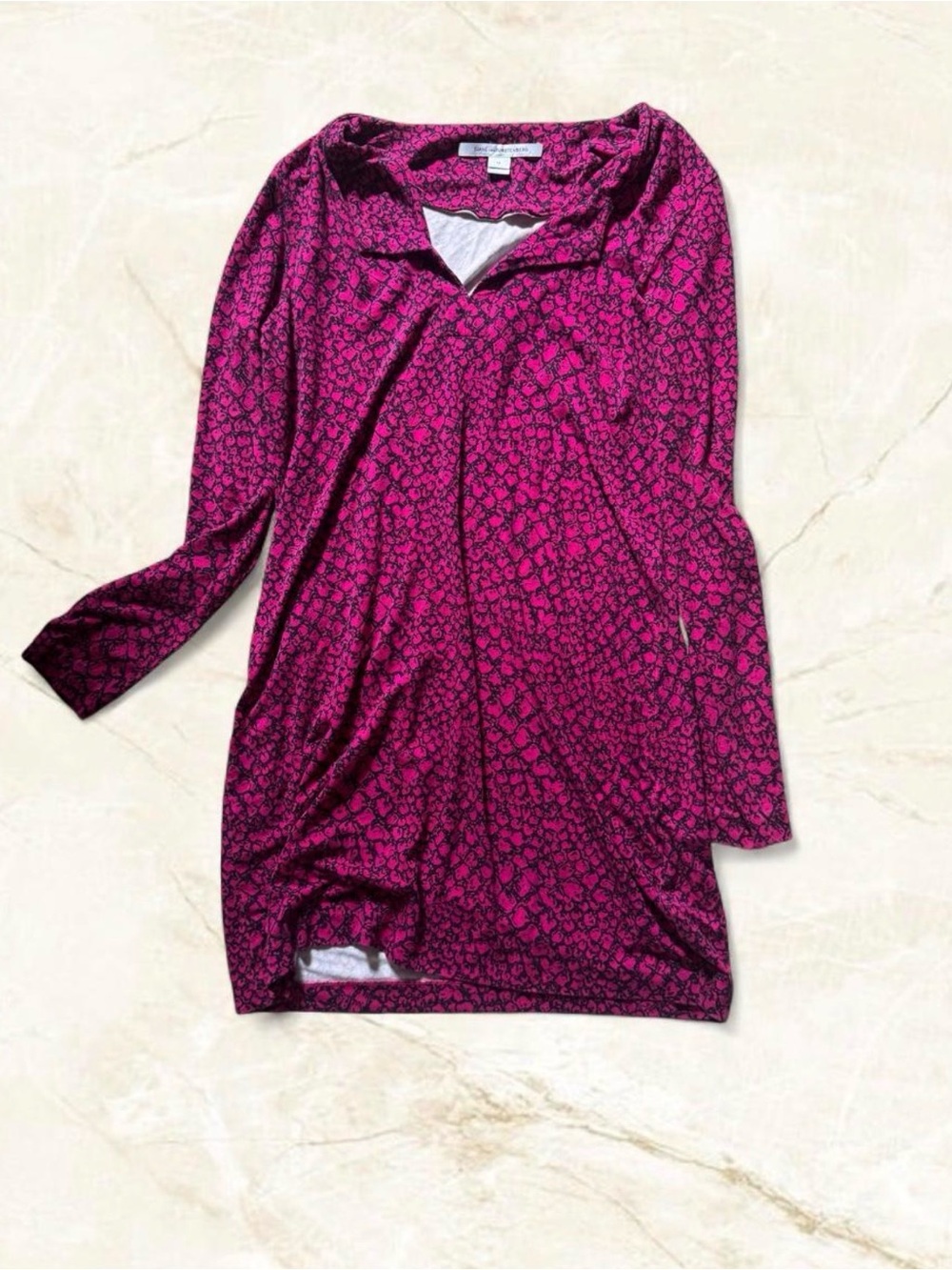 Diane von Furstenberg (DVF) "Reina" Tunic Dotted Snake Tunic Dress Pink Python S